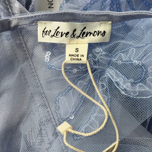 For Love & Lemons Presley Mini‎ Dress Periwinkle Blue Size Small NWT - Picture 10 of 12
